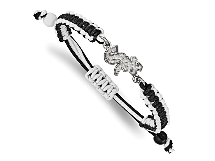 Stainless Steel MLB LogoArt Chicago White Sox Adjustable Cord Bracelet