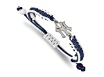 Stainless Steel MLB LogoArt New York Yankees N-Y Adjustable Cord Bracelet