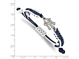 Stainless Steel MLB LogoArt New York Yankees N-Y Adjustable Cord Bracelet