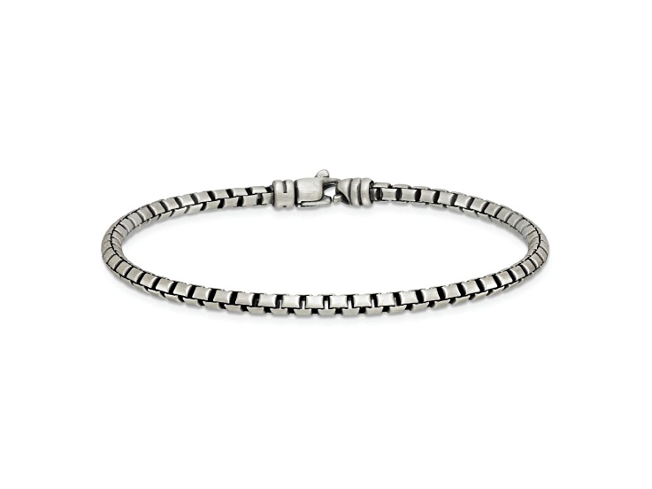 Sterling Silver Antiqued and Satin 3.2mm Box 8 Inch Chain