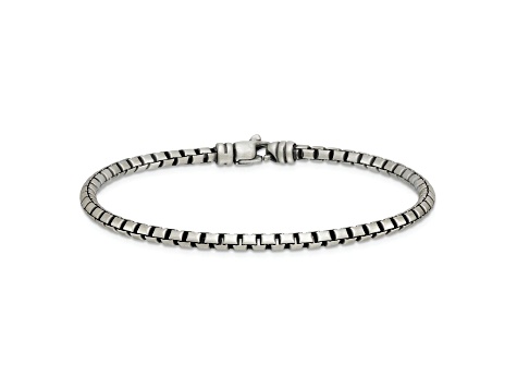 Sterling Silver Antiqued and Satin 3.2mm Box 8 Inch Chain