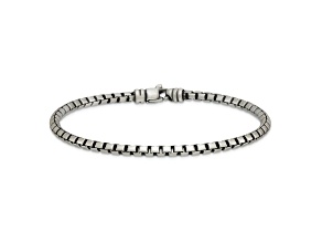 Sterling Silver Antiqued and Satin 3.2mm Box 8 Inch Chain