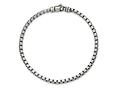 Sterling Silver Antiqued and Satin 3.2mm Box 8 Inch Chain