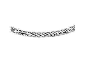 Rhodium Over Sterling Silver 4.8mm Diamond-Cut Flat Spiga 18 Inch Chain