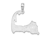 Rhodium Over Sterling Silver Polished Cape Cod Map Pendant