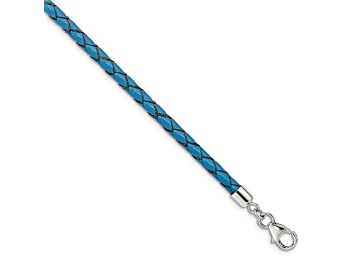 Picture of Blue Leather 14" with 2" Extension Choker or Wrap Bracelet