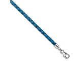 Blue Leather 14" with 2" Extension Choker or Wrap Bracelet