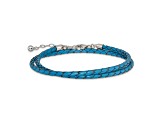 Blue Leather 14" with 2" Extension Choker or Wrap Bracelet