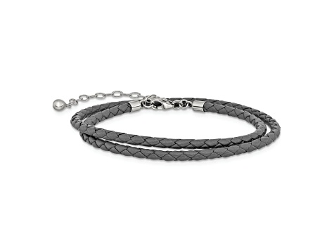 Gray Leather 14" with 2" Extension Choker or Wrap Bracelet