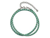 Teal Leather 14" with 2" Extension Choker or Wrap Bracelet