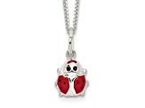 Sterling Silver Polished Black and Red Enameled Ladybug Children's Necklace