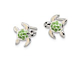 Sterling Silver Children's Enamel Sea Turtle Post Earrings