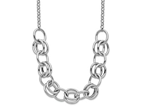 Rhodium Over Sterling Silver Fancy Link 19.5 Inch Necklace