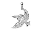 Rhodium Over Sterling Silver Polished Flying Pelican Pendant