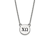 Rhodium Over Sterling Silver LogoArt Chi Omega Small Enamel Pendant Necklace