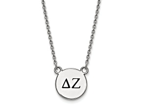 Rhodium Over Sterling Silver LogoArt Delta Zeta Small Enamel Pendant Necklace