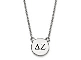 Rhodium Over Sterling Silver LogoArt Delta Zeta Small Enamel Pendant Necklace