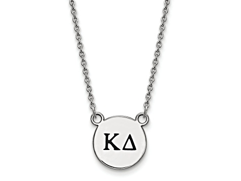 Rhodium Over Sterling Silver LogoArt Kappa Delta Small Enamel Pendant Necklace