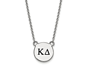 Rhodium Over Sterling Silver LogoArt Kappa Delta Small Enamel Pendant Necklace
