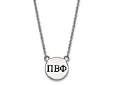 Rhodium Over Sterling Silver LogoArt Pi Beta Phi Small Enamel Pendant Necklace