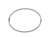 Sterling Silver Diamond-cut 4mm Bangle and 3mm Hoop Earring Set