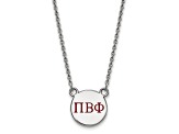 Rhodium Over Sterling Silver LogoArt Pi Beta Phi Small Enamel Pendant Necklace