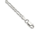 Sterling Silver 3mm Pavé Flat Figaro Chain Bracelet