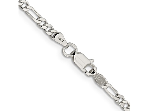 Sterling Silver 3mm Pavé Flat Figaro Chain Bracelet