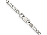 Sterling Silver 3mm Pavé Flat Figaro Chain Bracelet