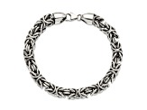 Sterling Silver Polished and Antiqued 8.5 Inch Byzantine Bracelet