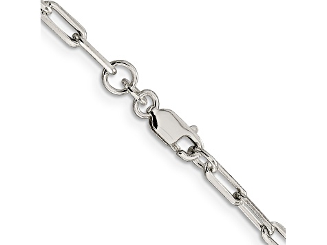 Sterling Silver 3.25mm Elongated Open Link Chain Bracelet