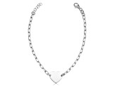 Rhodium Plated Sterling Silver Adjustable Length Heart Bracelet