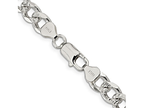 Sterling Silver 8mm Pavé Curb Chain