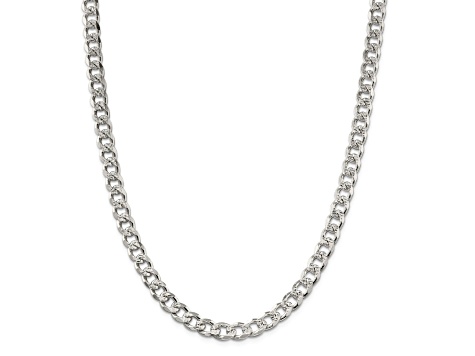 Sterling Silver 8mm Pavé Curb Chain