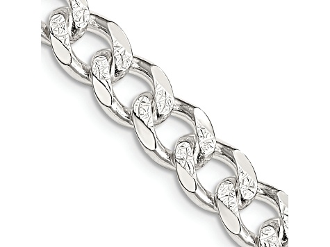 Sterling Silver 8mm Pavé Curb Chain