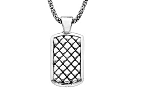 Sterling Silver Dog Tag Charm Necklace
