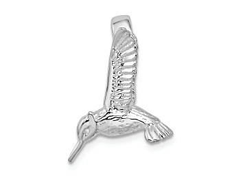 Picture of Rhodium Over Sterling Silver Polished 3D Hummingbird Slide Pendant