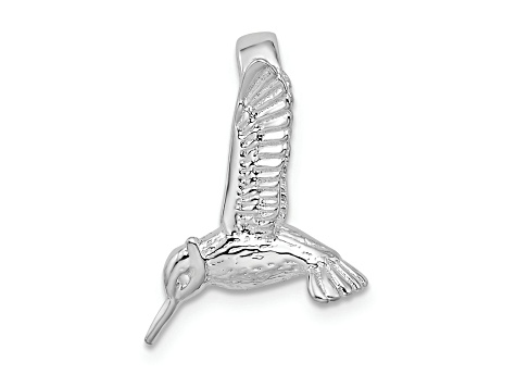 Rhodium Over Sterling Silver Polished 3D Hummingbird Slide Pendant