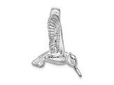 Rhodium Over Sterling Silver Polished 3D Hummingbird Slide Pendant