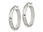 Sterling Silver Diamond-cut 6mm Bangle and 4mm Hoop Earring Set