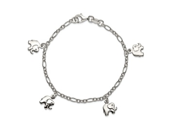 Picture of Sterling Silver Polished Elephants with 1-inch Extensions Children's Bracelet