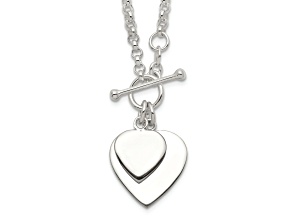 Sterling Silver Double Heart Toggle Necklace
