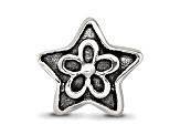 Sterling Silver Antiqued Star with Flower Bead