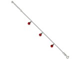 Sterling Silver Enamel Ladybugs with 1-inch Extension Children's Bracelet