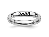 Sterling Silver Stackable Expressions Expressions Black Enamel Faith Ring