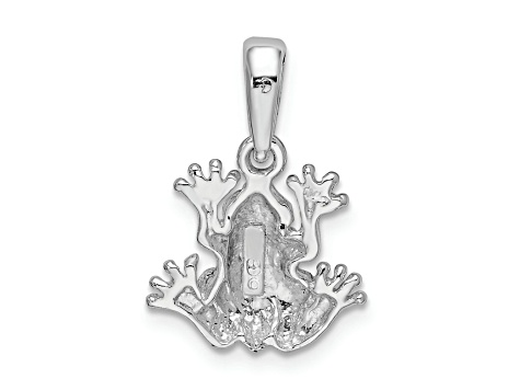 Rhodium Over Sterling Silver Polished Frog Pendant