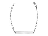 Rhodium Plated Sterling Silver Adjustable Length Curved Bar Id Bracelet