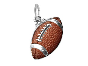 Rhodium Over Sterling Silver Football - Painted Measures Approx 11.94mm x 20.07mm