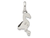 Sterling Silver Hot Pink and Black Enameled Flamingo Children's Pendant