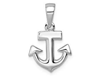 Picture of Rhodium Over Sterling Silver Polished Anchor Pendant